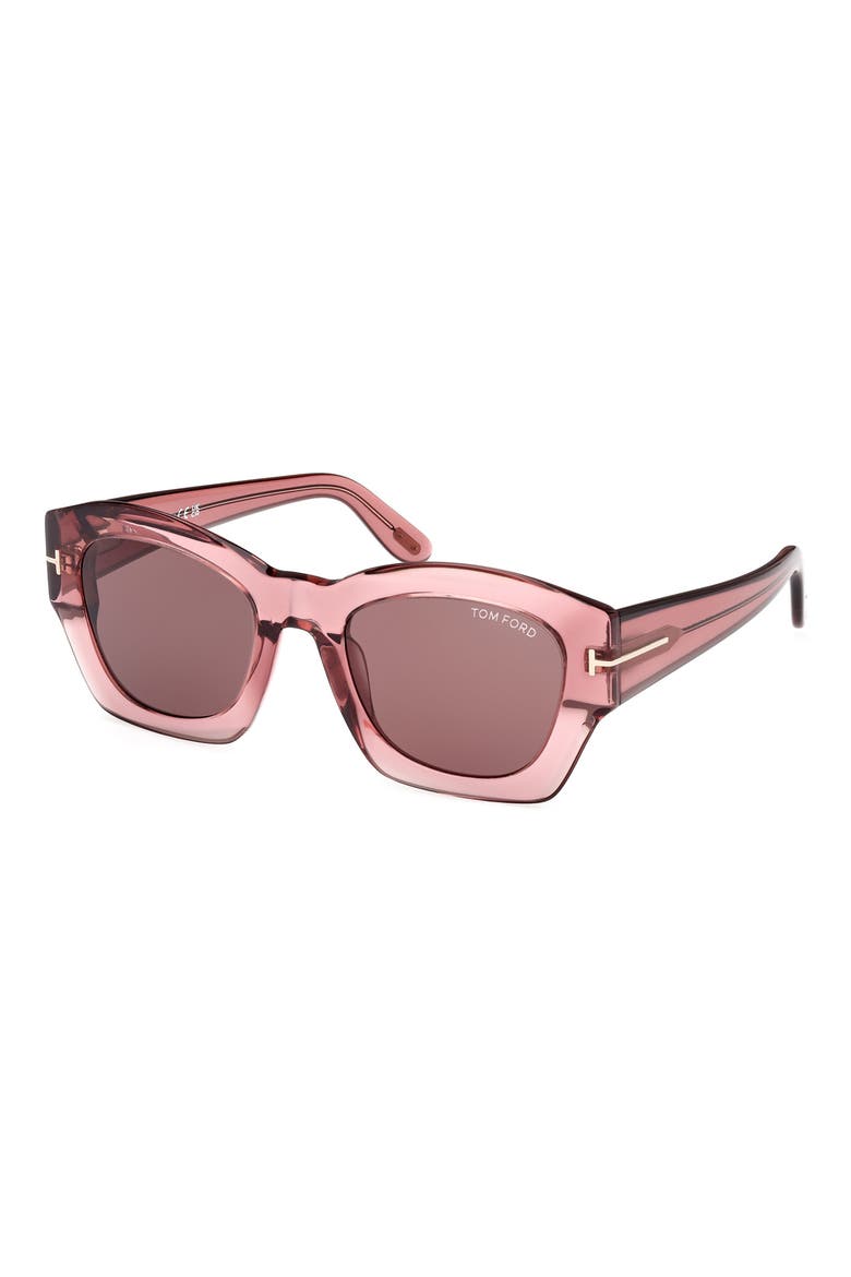 Guilliana 52mm Geometric Sunglasses, Alternate, color, SHINY PINK / BROWN