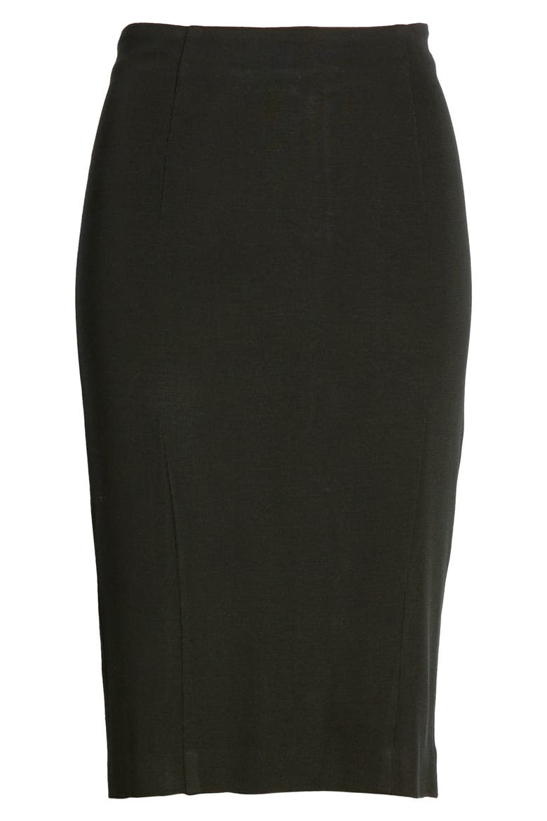 Knit Pencil Skirt, Alternate, color, BLACK