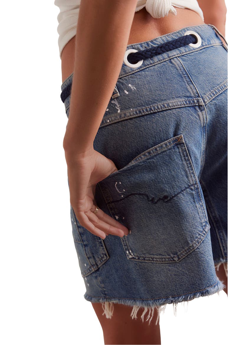 Moxie Distressed High Waist Denim Cutoff Shorts, Alternate, color, TIMELESS BLUE