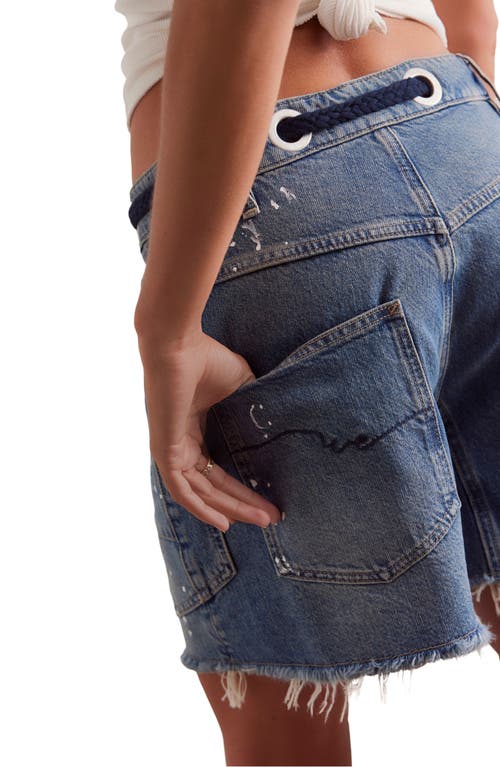 Free People Moxie Distressed High Waist Denim Cutoff Shorts In Blue