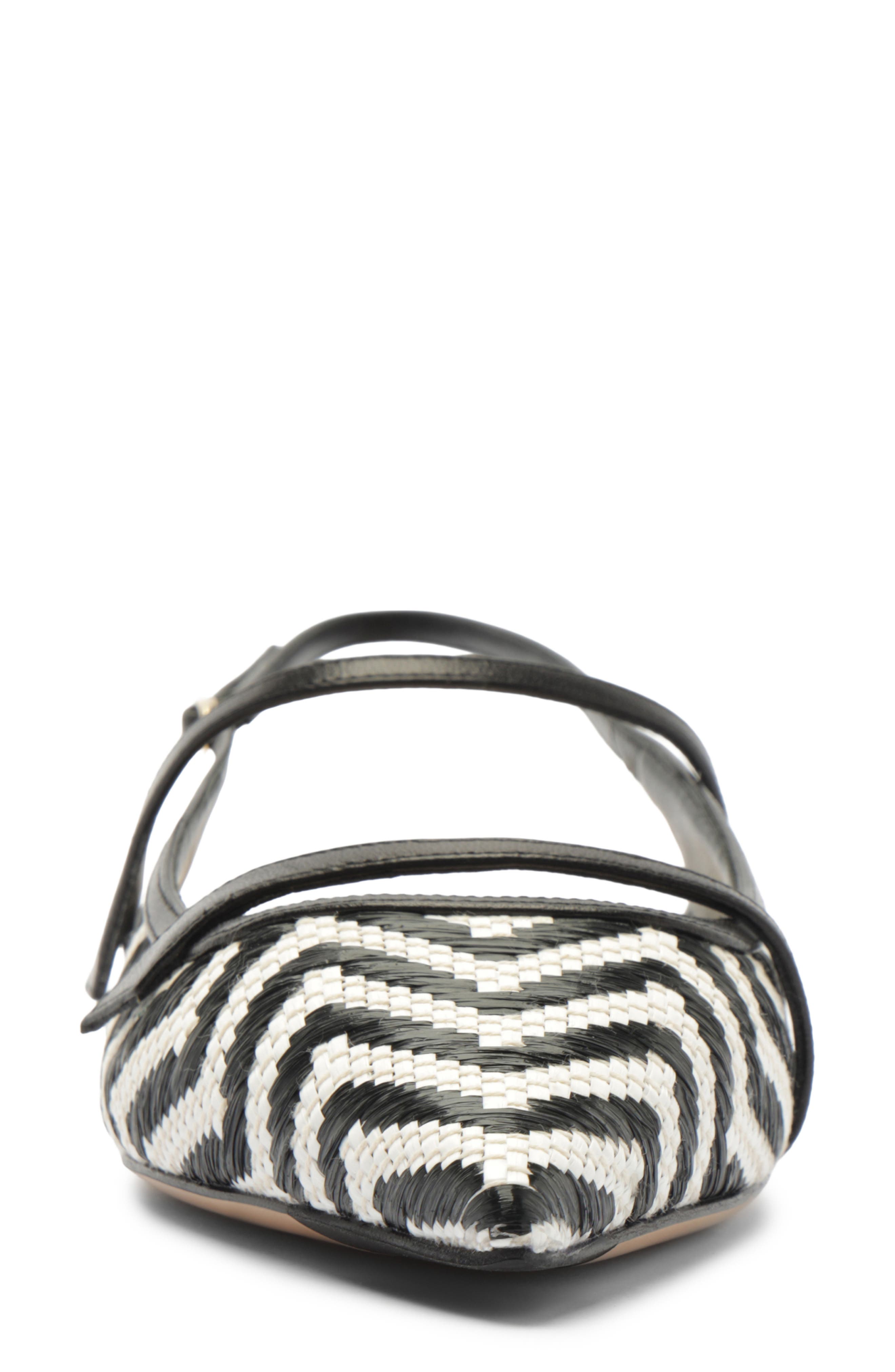 Alexandre Birman Tita Raffia Pointed Toe Slingback Flat, Alternate, color, Black