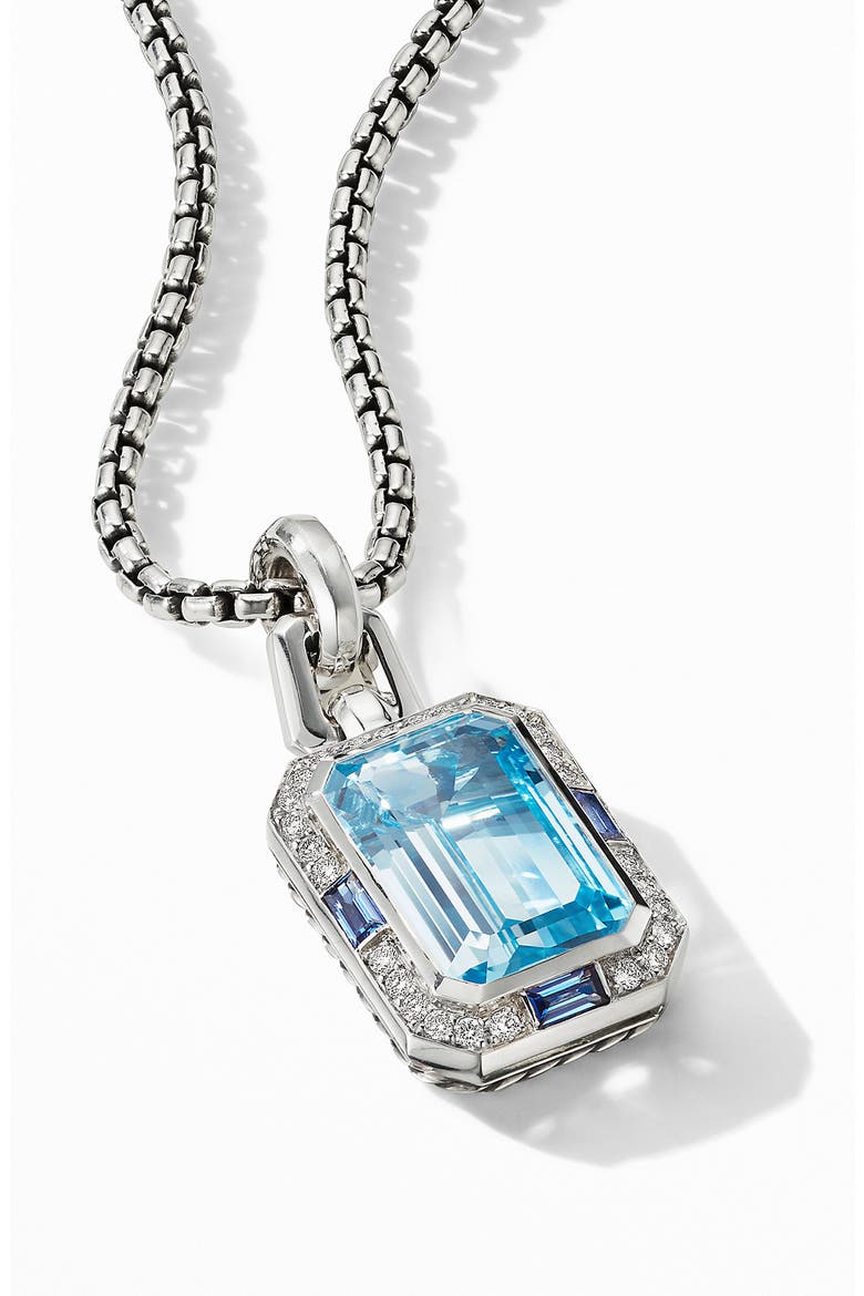 Novella Pendant with Blue Topaz, Sapphires & Pavé Diamonds, Alternate, color, SKY BLUE TOPAZ