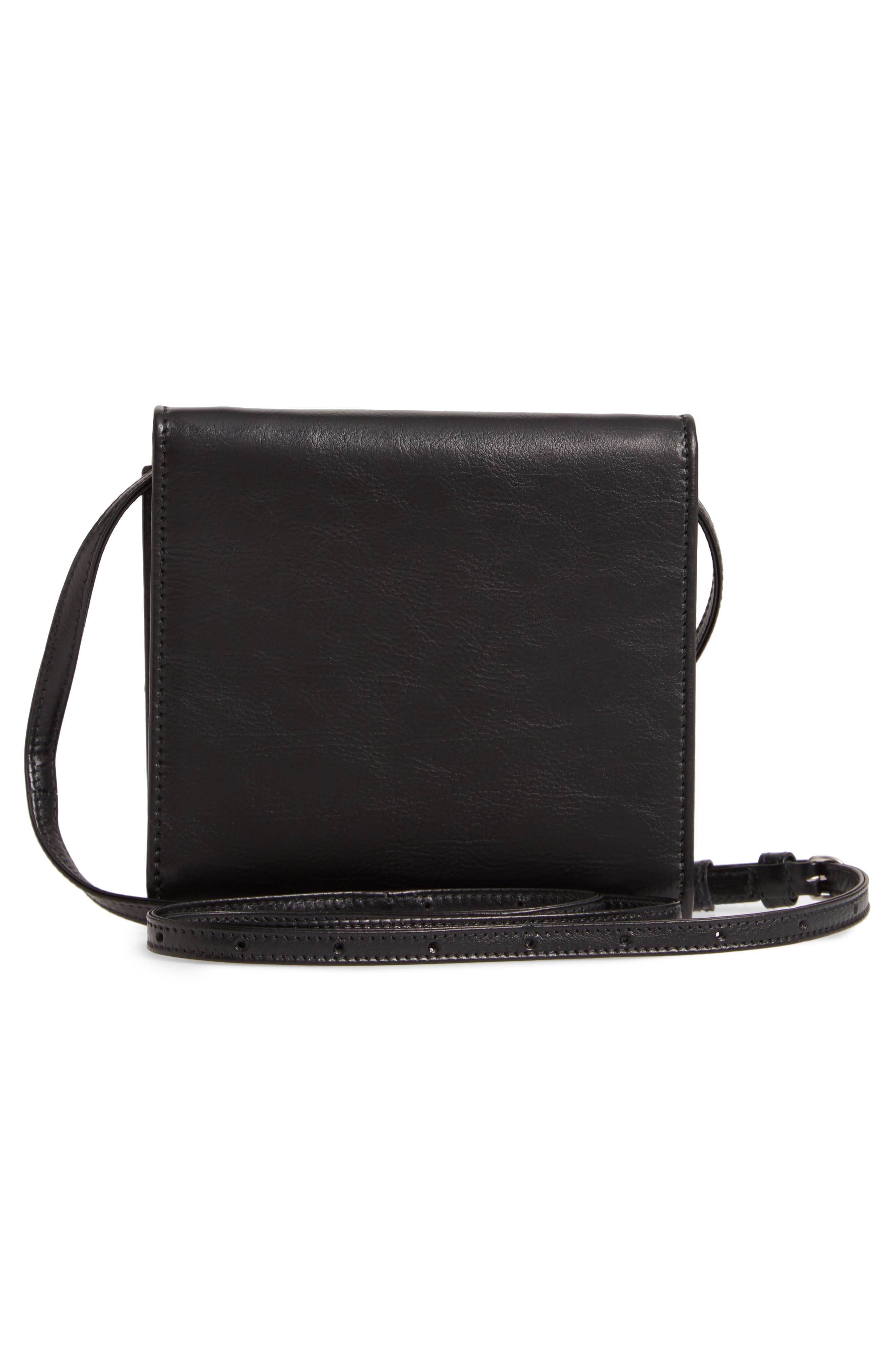 Leather Wallet on a Strap, Alternate, color, BLACK