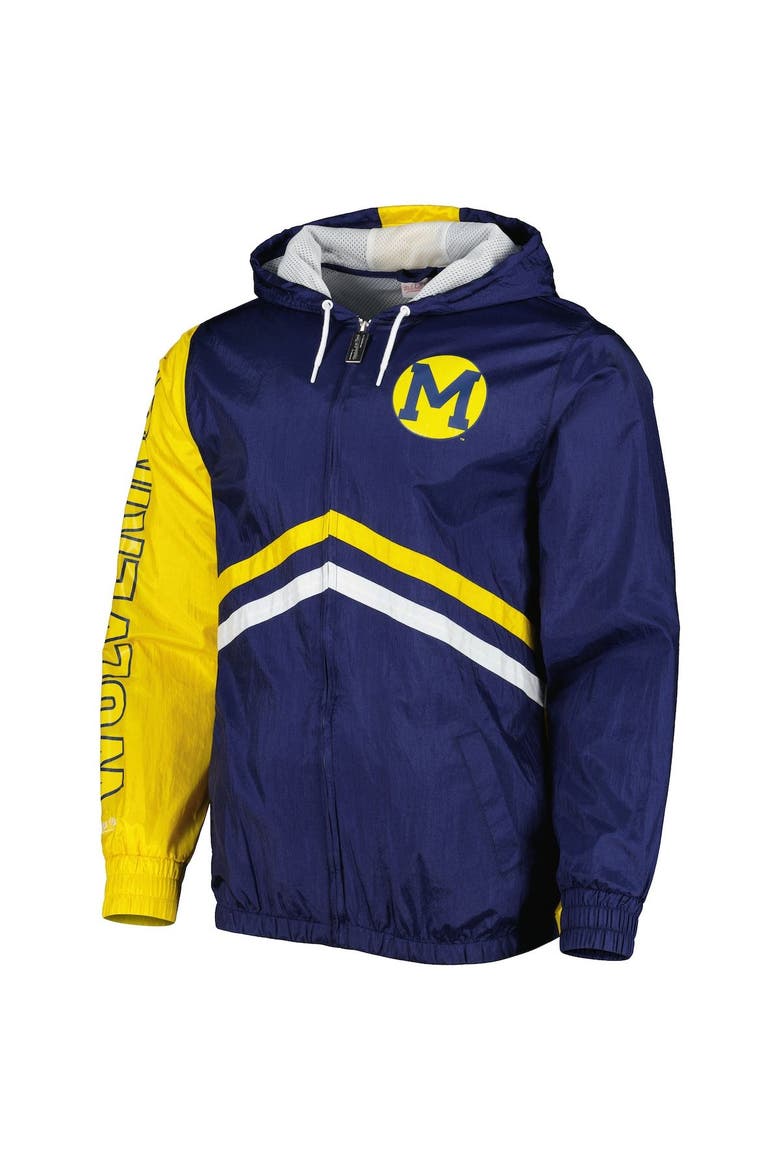Men's Mitchell & Ness Navy Michigan Wolverines Undeniable Full-Zip Windbreaker Jacket, Alternate, color, Navy