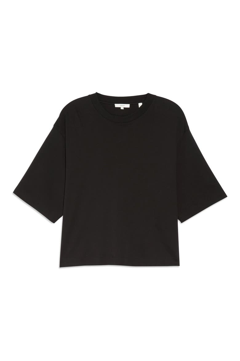 Wide Sleeve Pima Cotton Crop Top, Alternate, color, BLACK