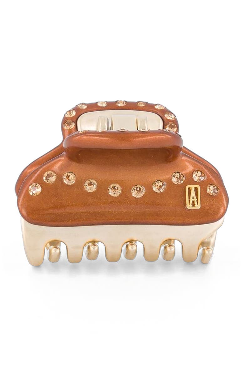 Vendome Crystal Small Hair Clip, Main, color, Brown