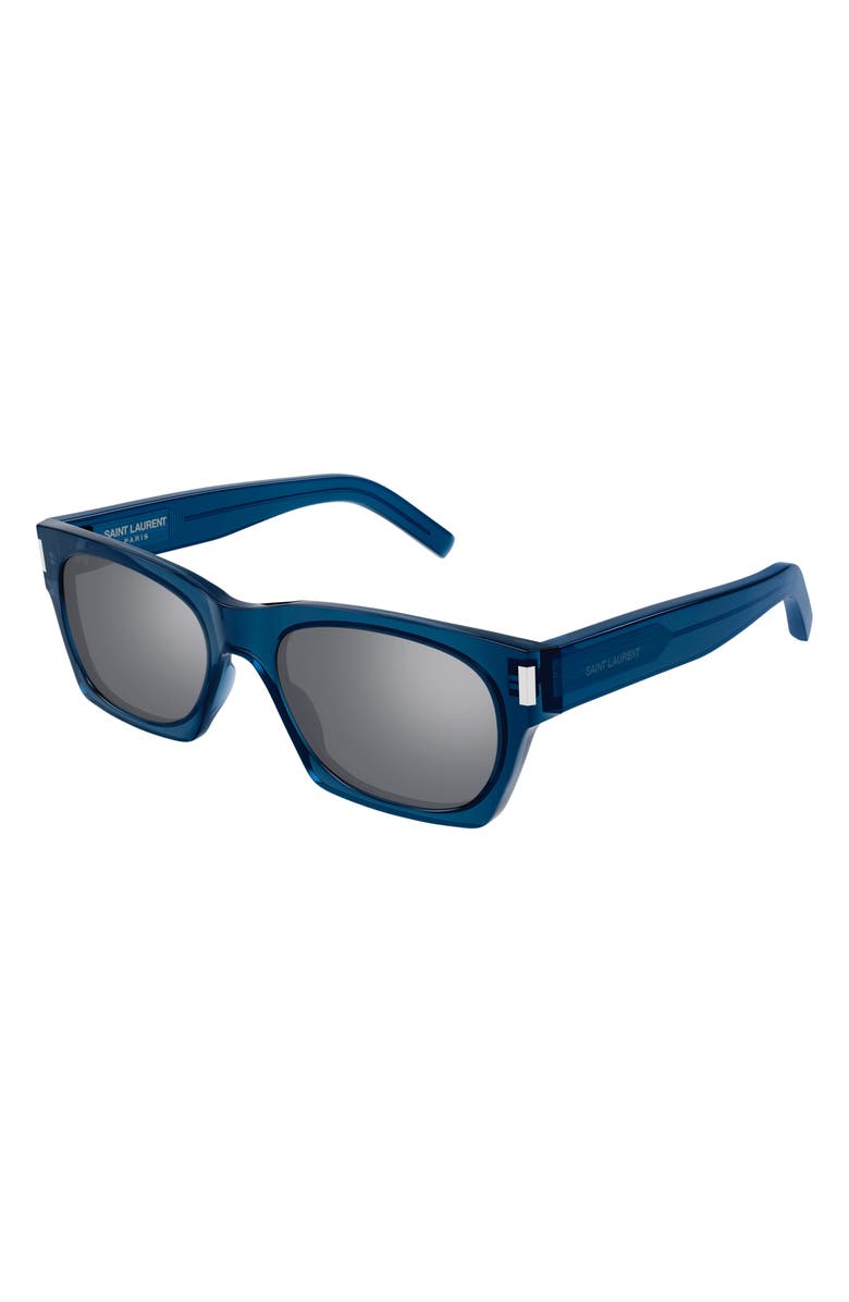 Saint Laurent 54mm Rectangular Sunglasses, Alternate, color, Blue
