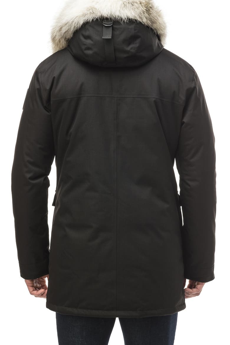 Yves Windproof & Waterproof 650 Fill Power Down Parka with Genuine Coyote Fur Trim, Alternate, color, BLACK