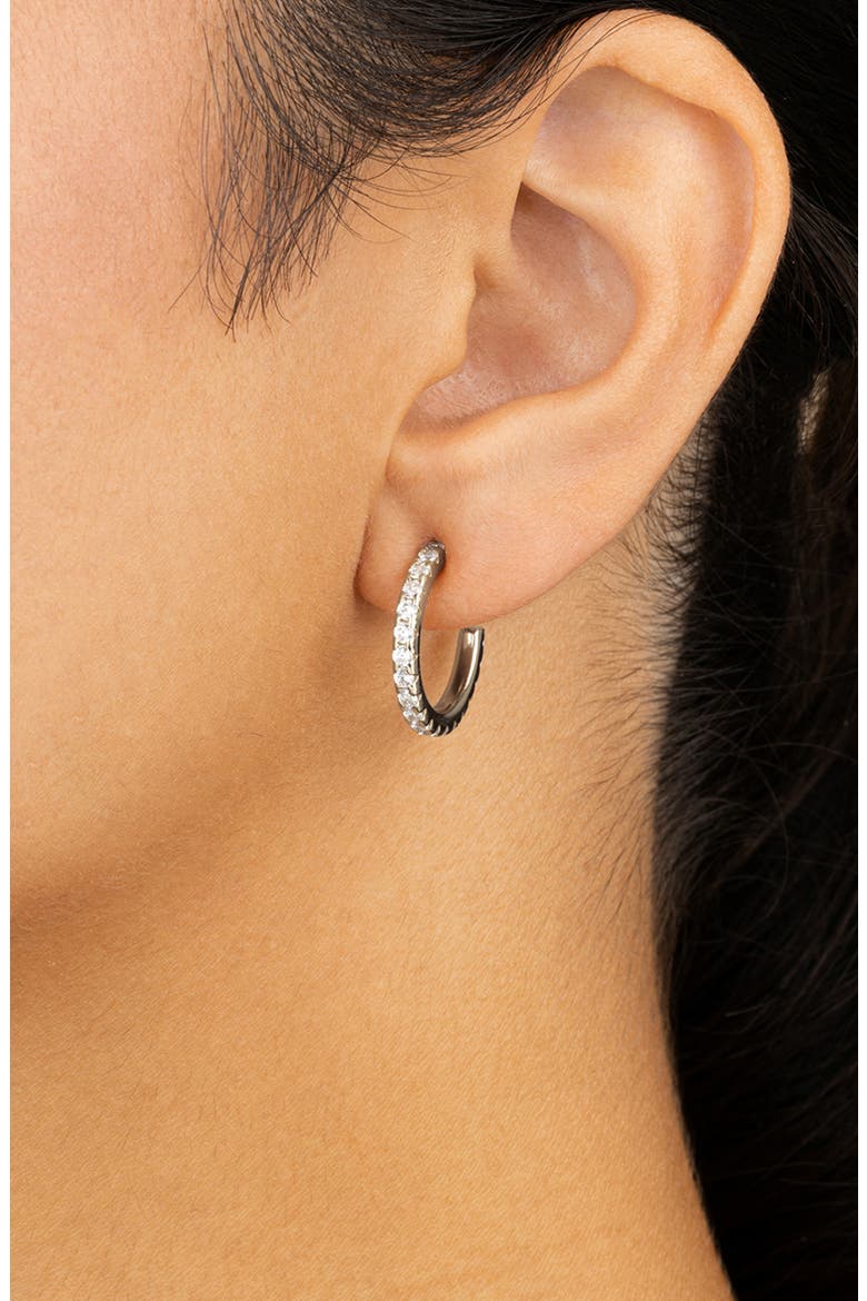 Eleri Cubic Zirconia Hoop Earrings, Alternate, color, SILVER