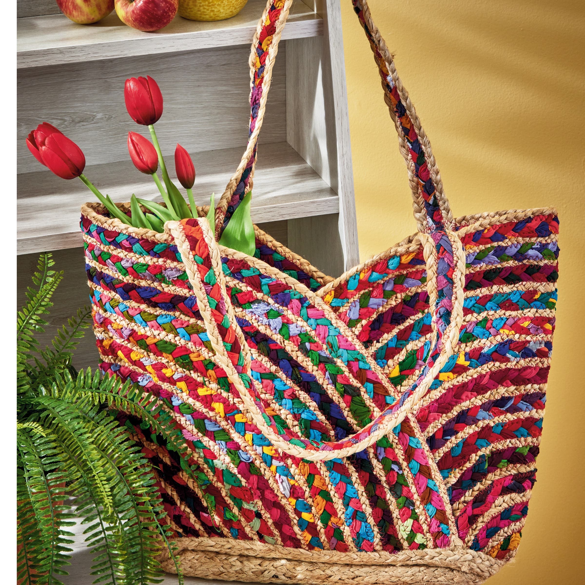 tag Playa Braided Jute Tote Multi Jute Summer, Alternate, color, Multicolored