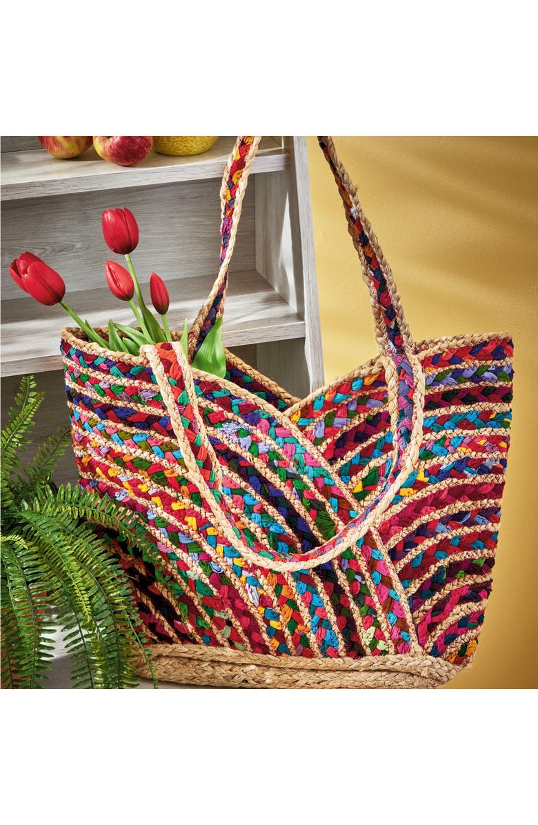 tag Playa Braided Jute Tote Multi Jute Summer, Alternate, color, Multicolored