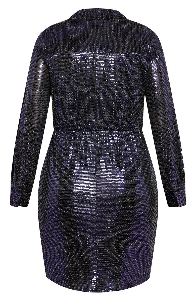 City Chic Aylin Faux Wrap Sequin Dress, Alternate, color, Navy