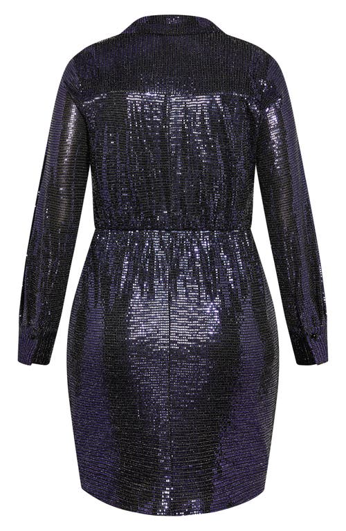 City Chic Aylin Faux Wrap Sequin Dress In Blue