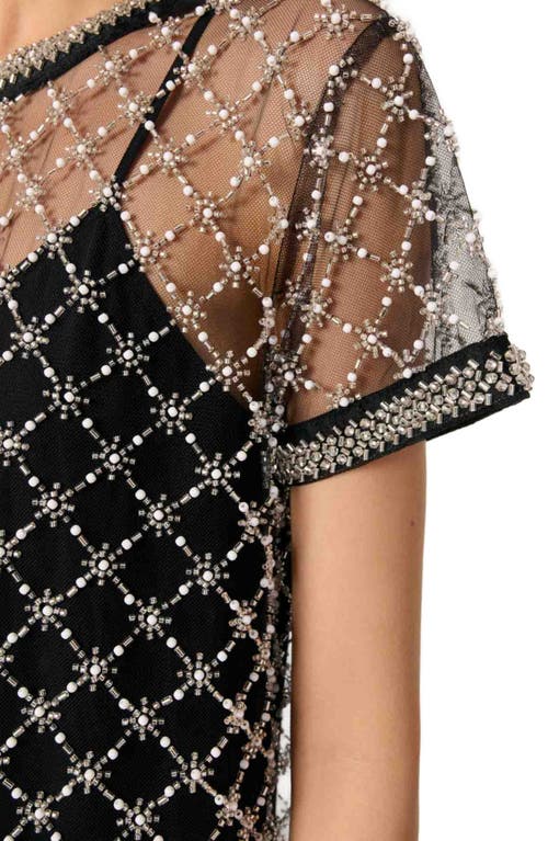 Maje Short Embroidered Tulle Dress In Black