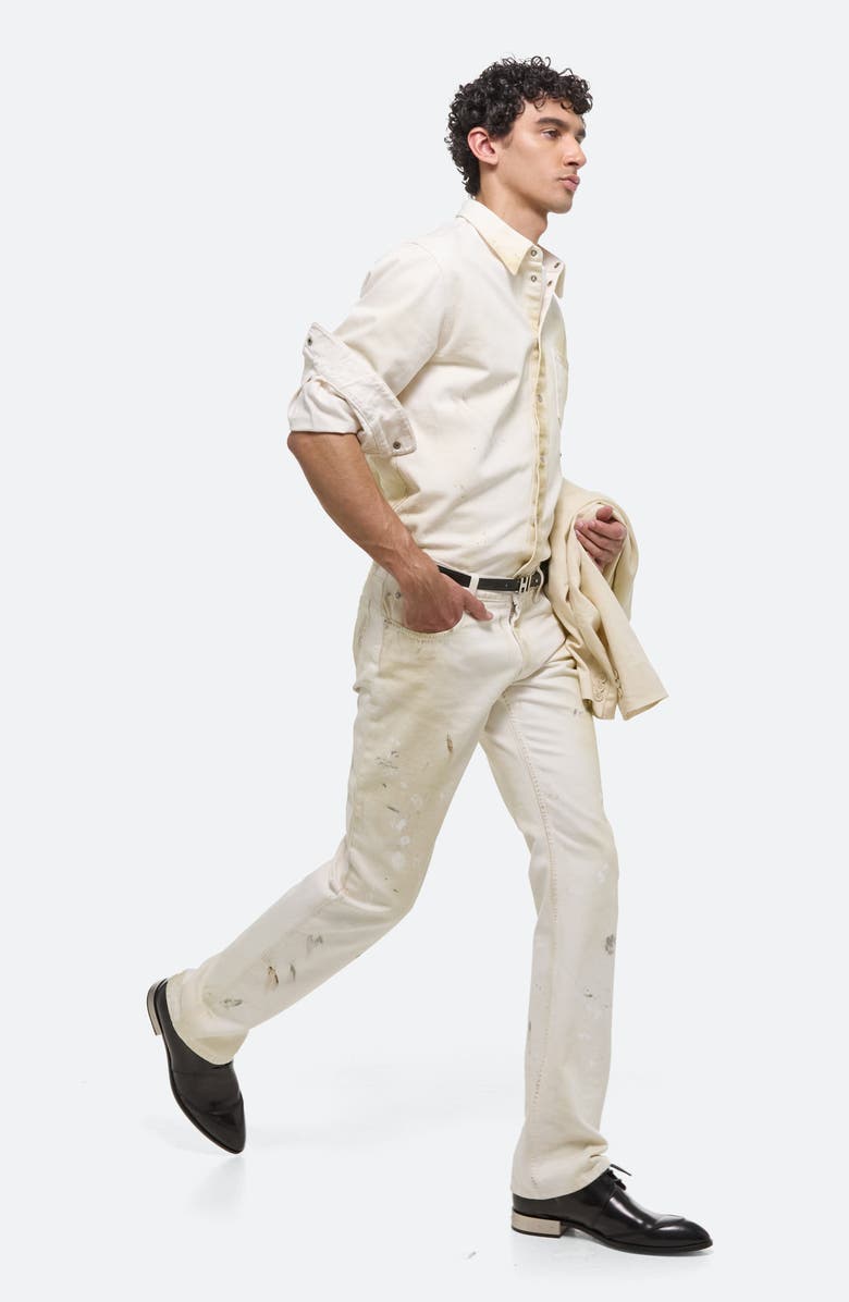 Helmut Lang Painted Organic Cotton Five-Pocket Pants, Alternate, color, Ecru Painter - 21V