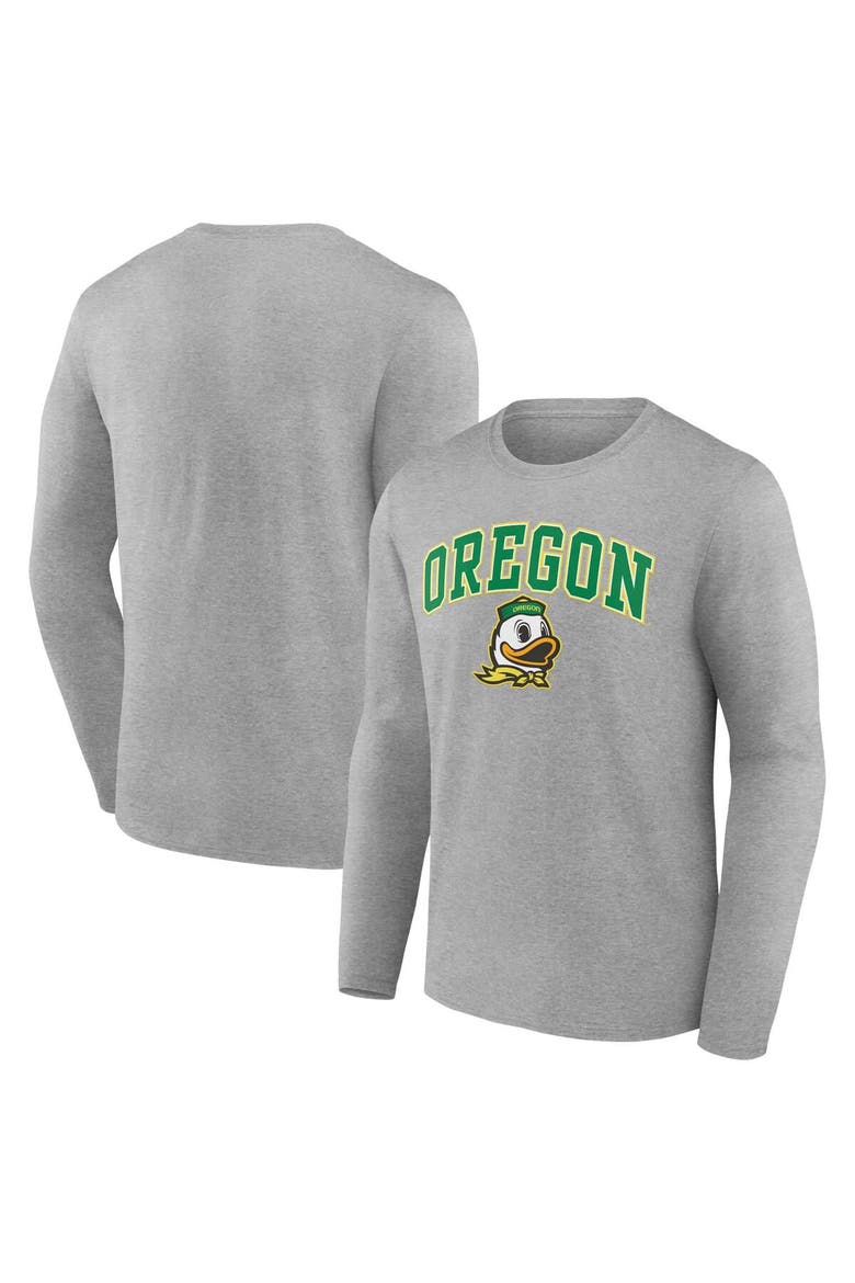 Men's Fanatics Branded Heather Gray Oregon Ducks Campus Long Sleeve T-Shirt, Alternate, color, Heather Gray