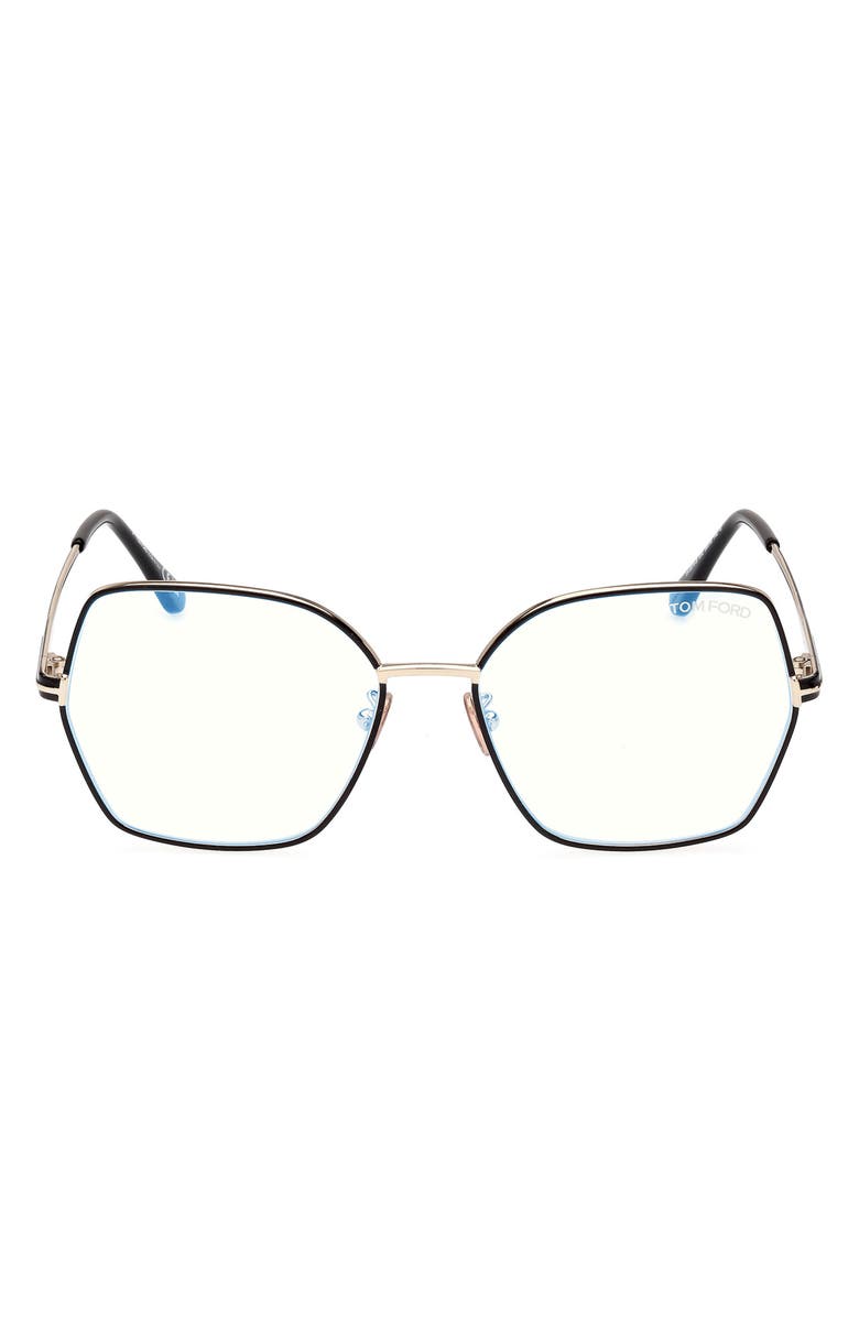 TOM FORD 56mm Butterfly Blue Light Blocking Glasses, Main, color,