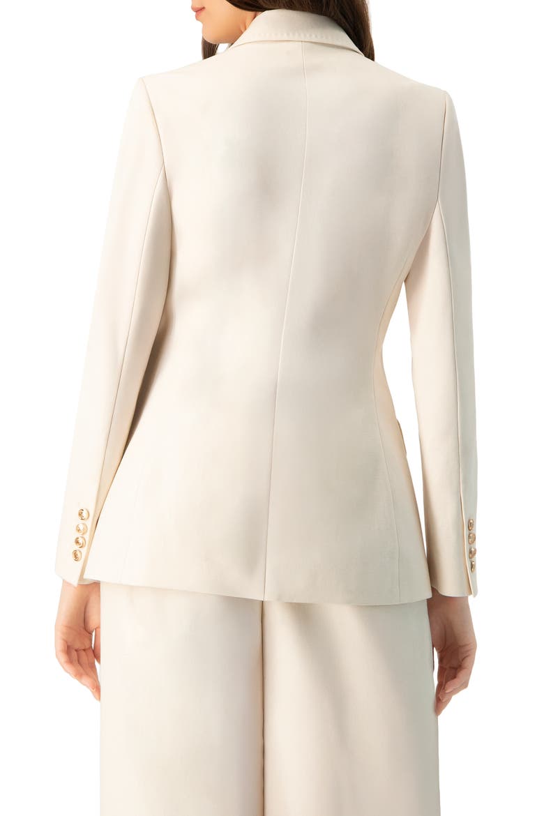 Single-Breasted Blazer with Golden Button, Alternate, color, Ivory