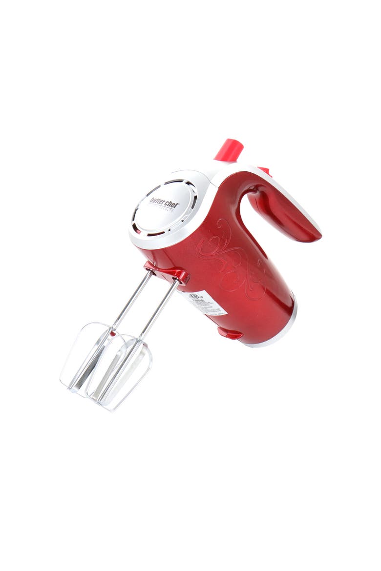 5-Speed 150-Watt Hand Mixer Red w/ Silver Accents, Main, color, Red