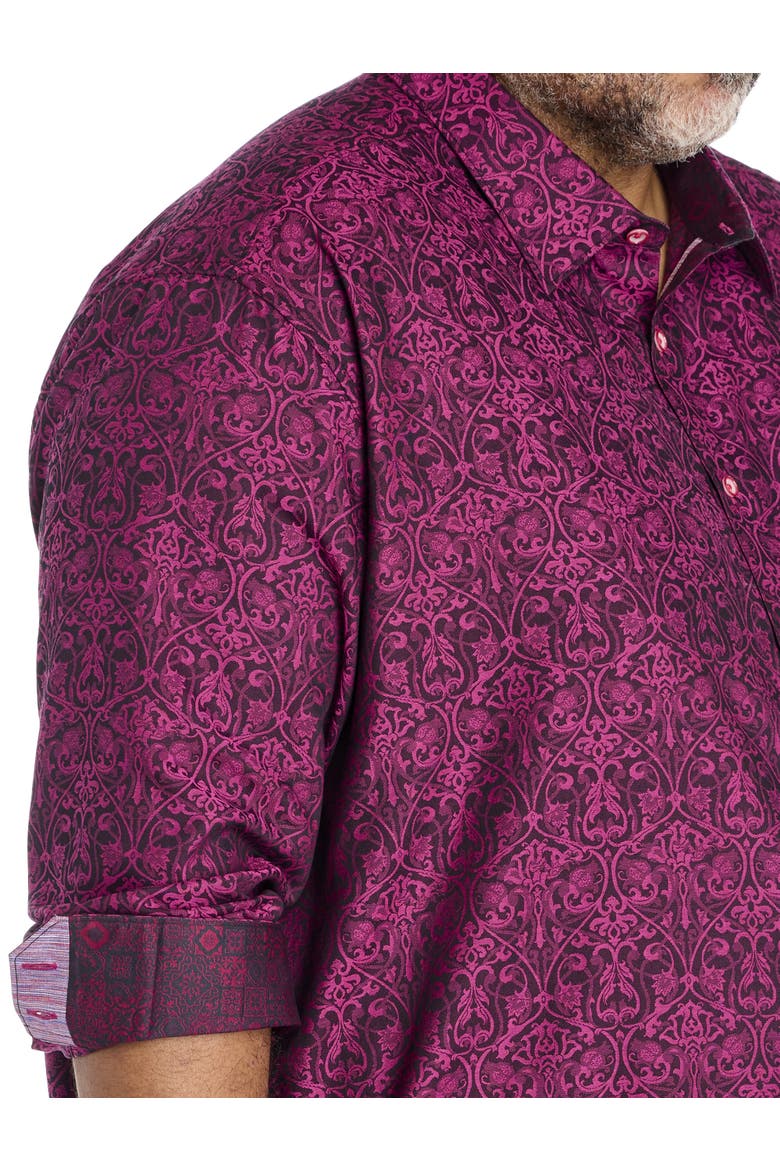 Big & Tall Luther Tonal Sport Shirt, Alternate, color, BURGUNDY