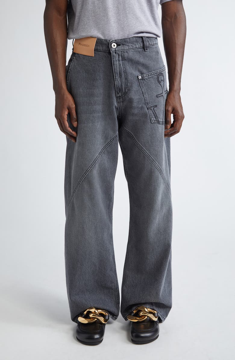 JW Anderson Twisted Workwear Jeans, Main, color, Grey 929
