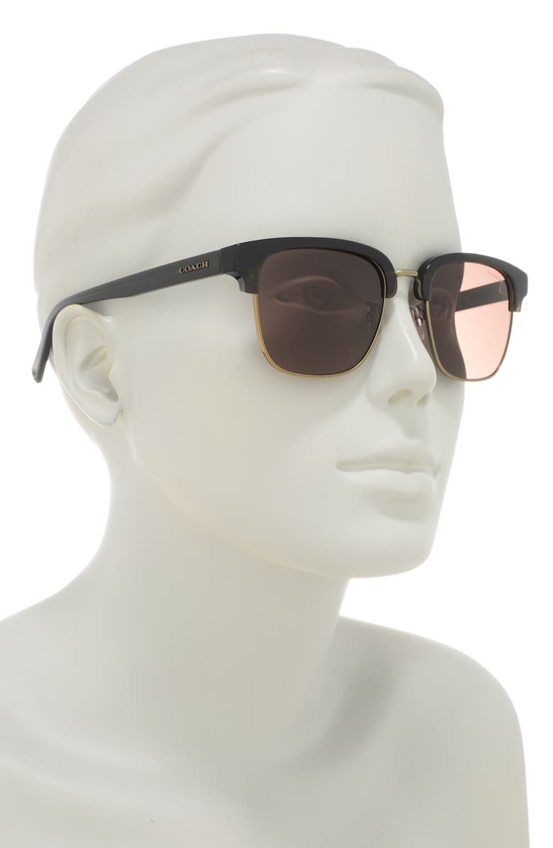 COACH 52mm Square Sunglasses, Alternate, color, Military Green / Gold Brown