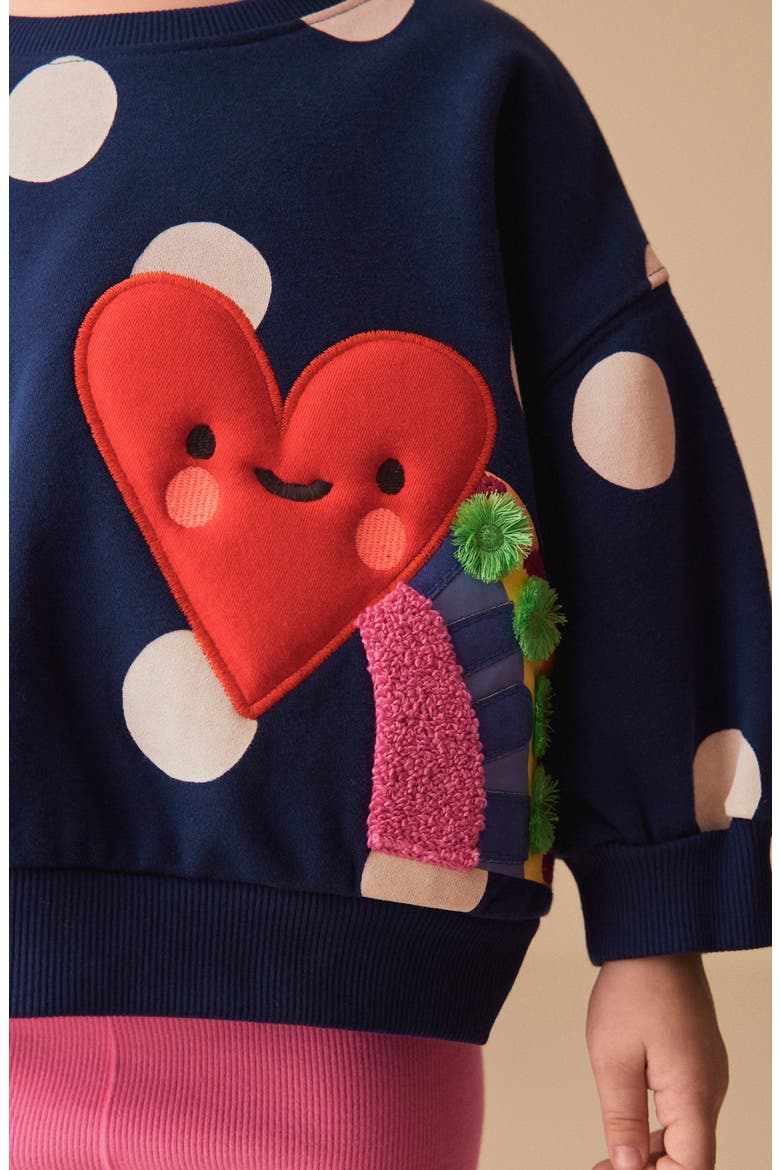 Kids' Polka Dot Sweatshirt & Bike Shorts Set, Alternate, color, BLUE