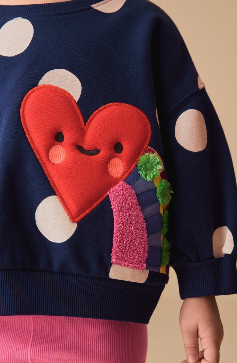 NEXT Kids' Polka Dot Sweatshirt & Bike Shorts Set, Alternate, color, Blue