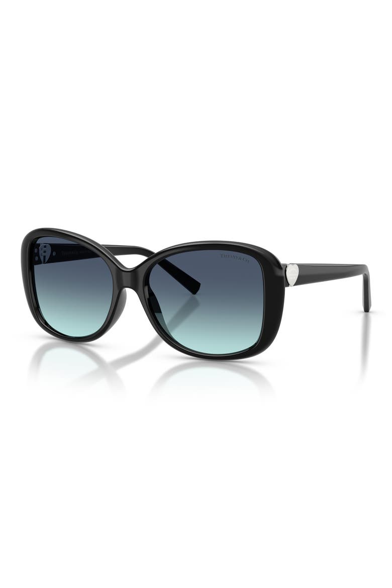 56mm Pillow Sunglasses, Alternate, color, BLACK / AZURE GRADIENT BLUE
