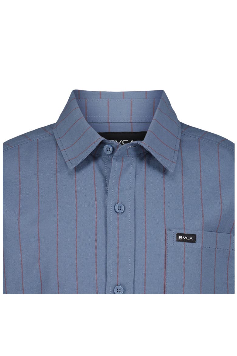 Kids' Stripe Short Sleeve Cotton Button-Up Shirt, Alternate, color, VINTAGE NAVY