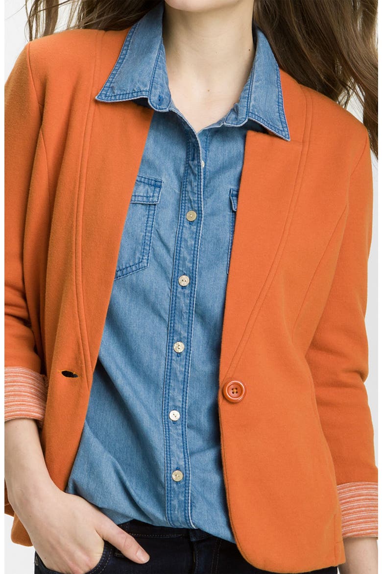 Double Knit Blazer, Alternate, color, RUST AMBER COMBO