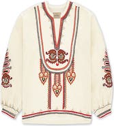 Fortela Cinthya Embroidered Cotton Linen Blouse