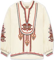 Fortela Cinthya Embroidered Cotton Linen Blouse