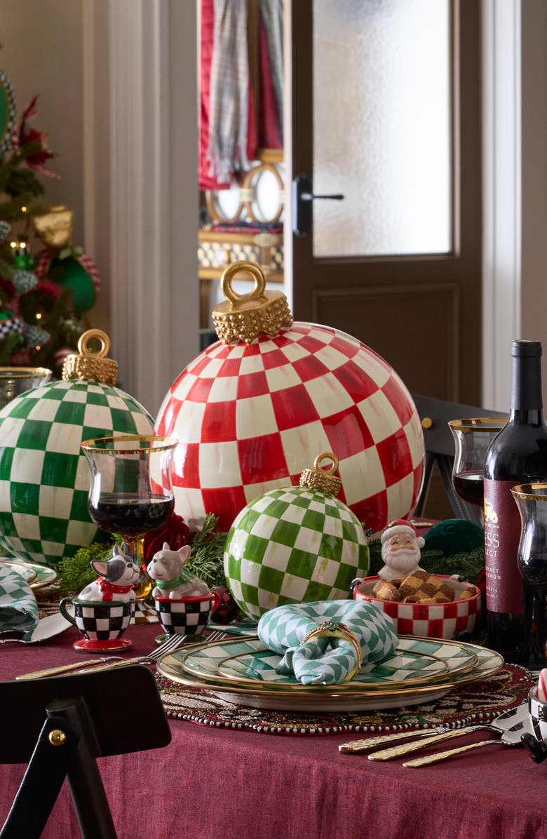 MACKENZIE CHILDS Red Check Tabletop Ornament, Alternate, color, Red
