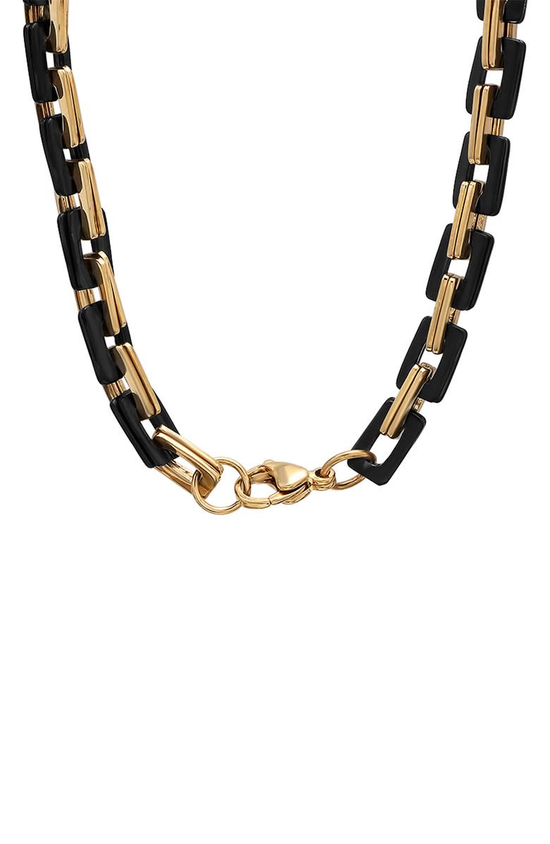 HMY JEWELRY Men's Two-Tone 18K Gold Plated Stainless Steel Chain Link Necklace, Alternate, color, Two Tone