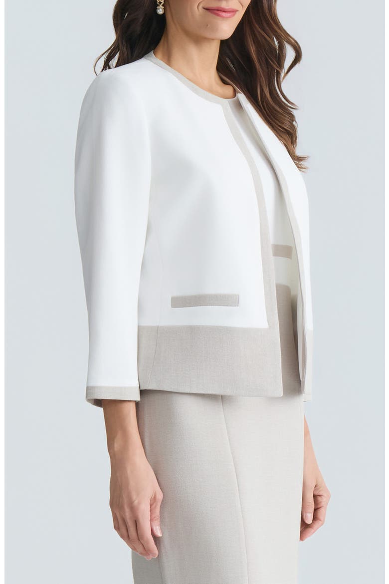 Colorblock Crepe Cardigan, Alternate, color, LILY WHITE/ SMR STRIPE