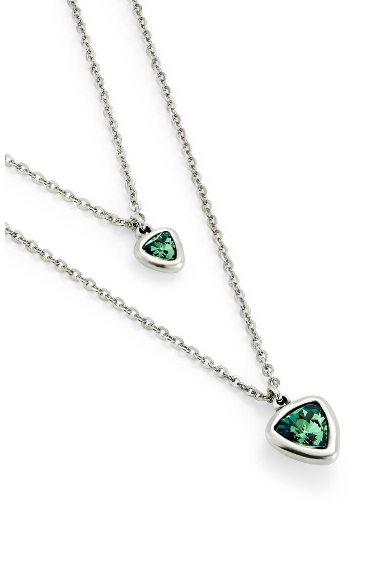 Green Triangle Pendant Necklace, Alternate, color, Silver