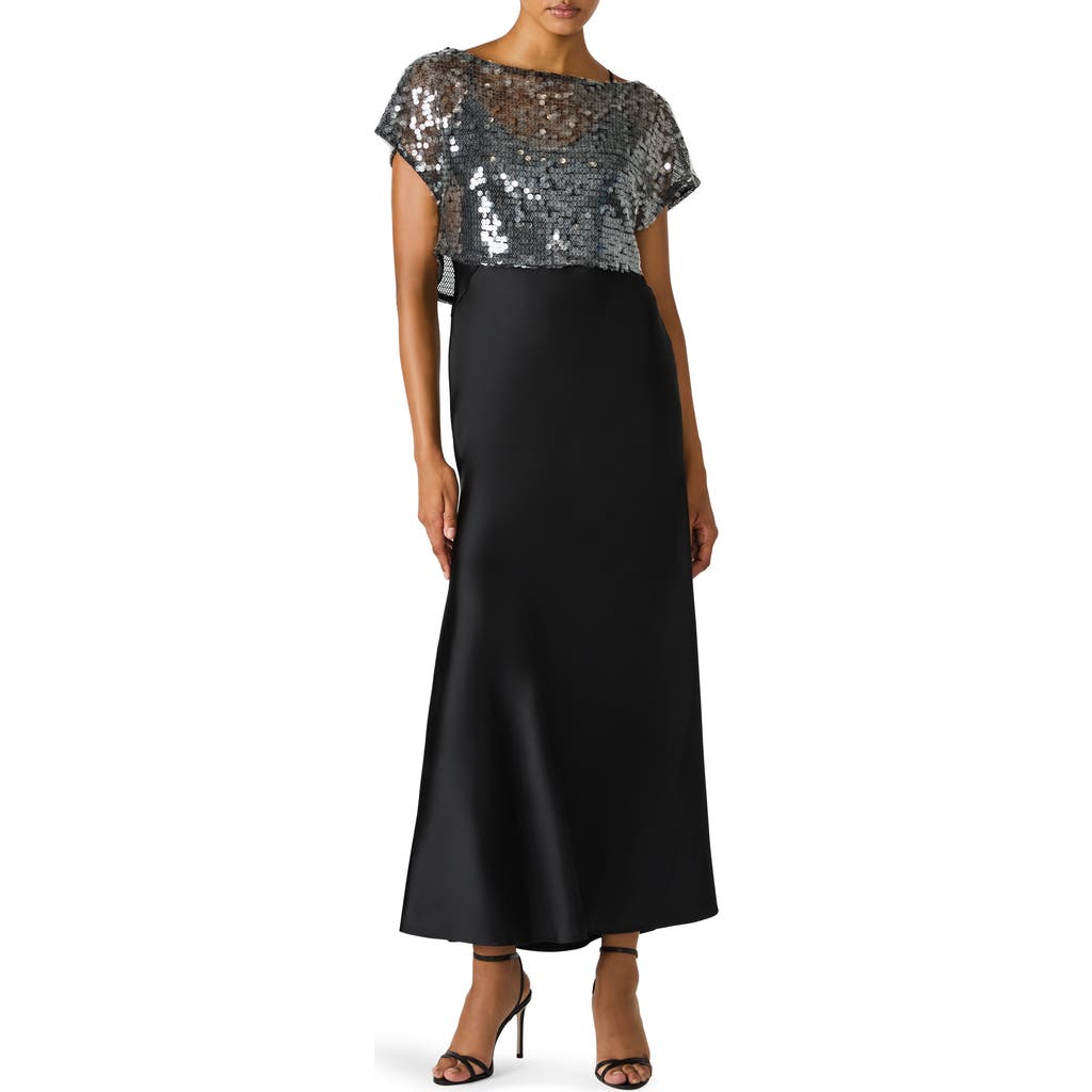 Steve Madden Myla Sequin Crop Top & Maxi Slipdress Set In Black