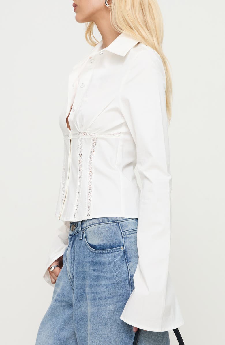 Princess Polly Merritt Lace Inset Button-Up Shirt, Alternate, color, 