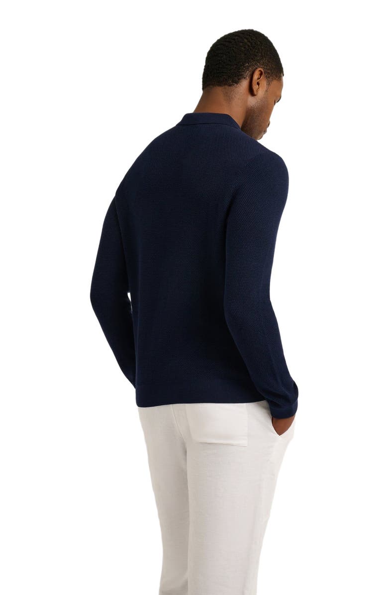 Onia Cotton Textured Knit Long Sleeve Polo, Alternate, color,