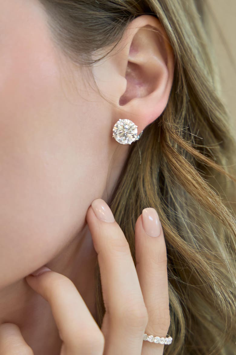 Leanne 14K Gold Round Lab Grown Diamond Stud Earrings - 10 Cts, Alternate, color, 14K White Gold
