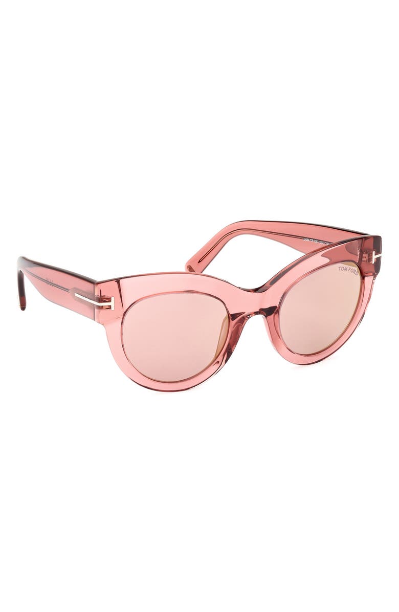 TOM FORD Lucilla 51mm Gradient Cat Eye Sunglasses, Alternate, color, Shiny Rose / Pink Gold