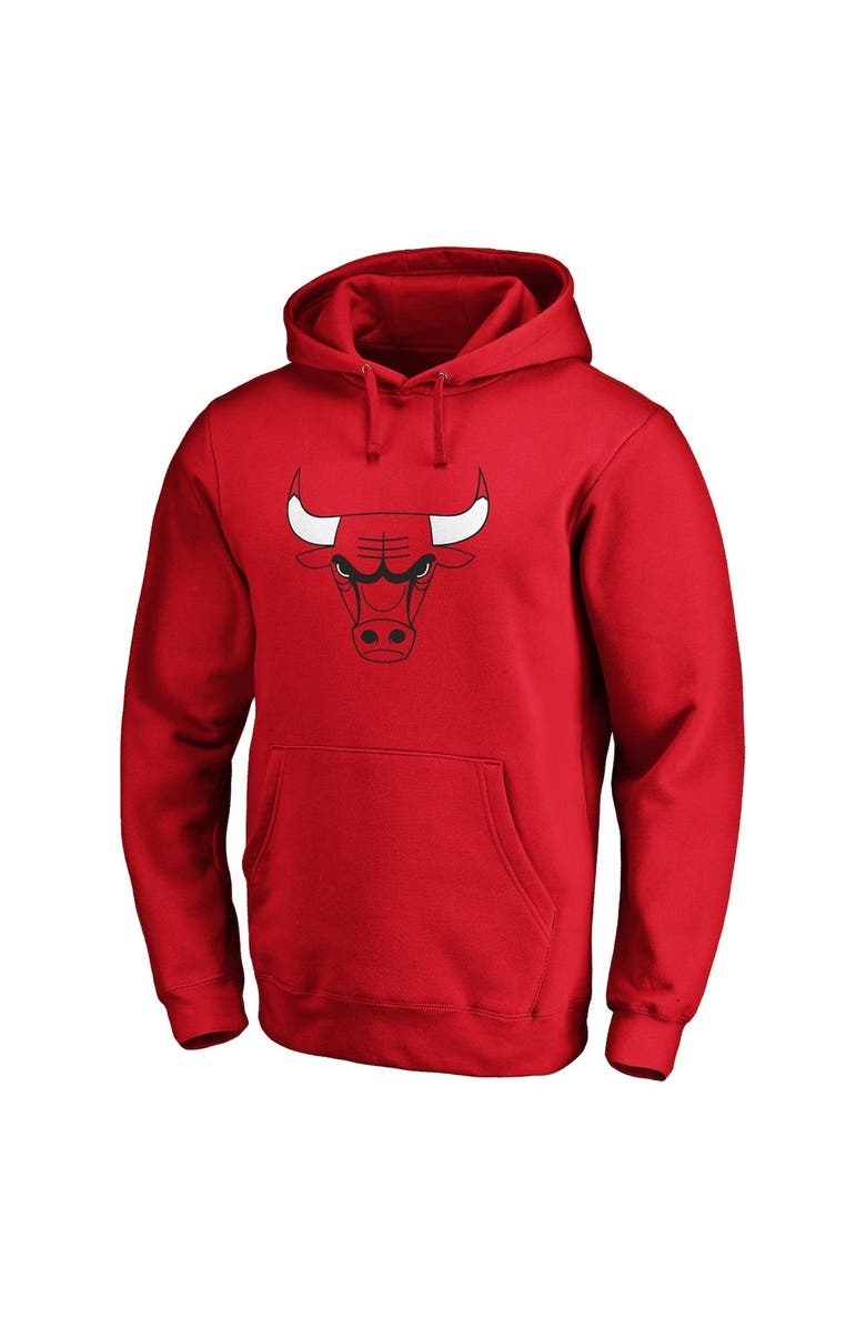 FANATICS Men's Fanatics Branded Red Chicago Bulls Icon Primary Logo Fitted Pullover Hoodie, Alternate, color, 