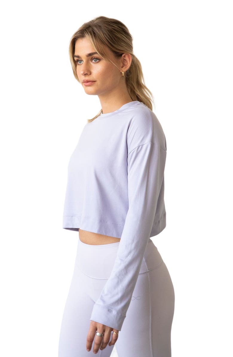 Rebody Active Go With The Flow Crop Long Sleeve Top, Alternate, color, Purple Lace