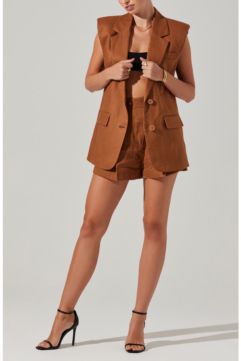 Kyrie Extended Shoulder Linen Vest, Alternate, color, ALMOND