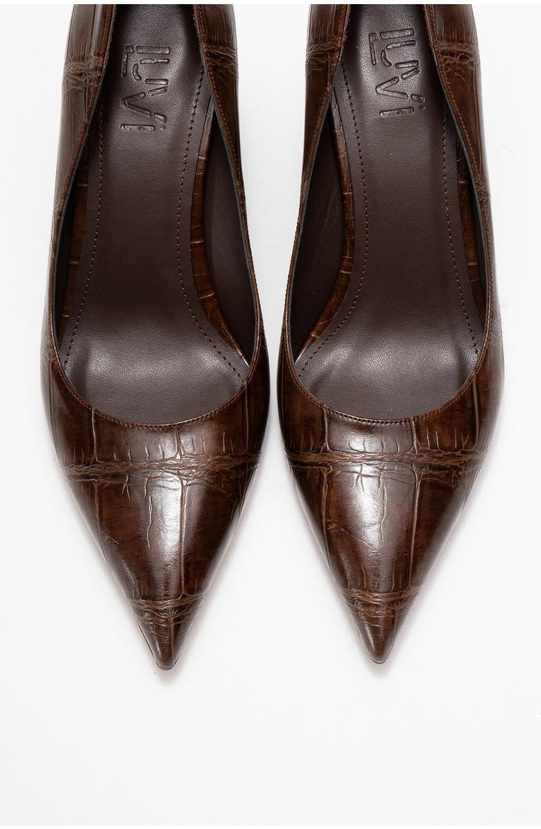 Prologue Shoes Puera Pointed Toe Wedge Pump, Alternate, color, Brown Printed