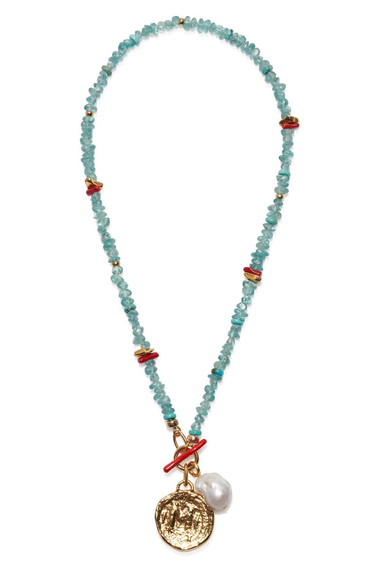 Cala Freshwater Pearl Charm Beaded Necklace, Main, color, MULTI