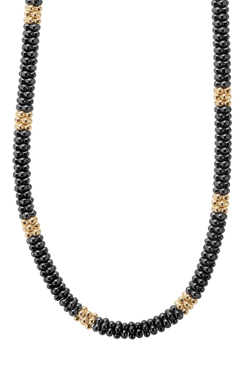 Black Caviar Beaded Necklace, Alternate, color, BLACK