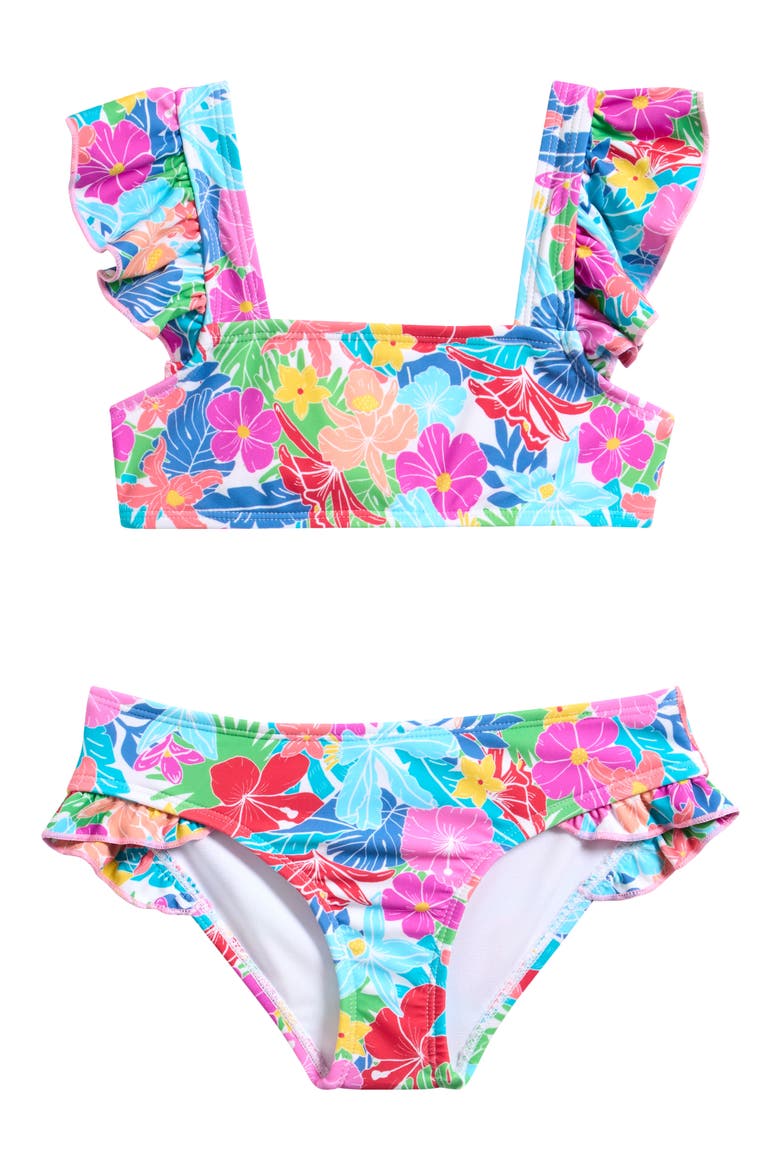 Kids' Hawaiian Floral Two-Piece Swimsuit, Main, color, WILD WAHINE