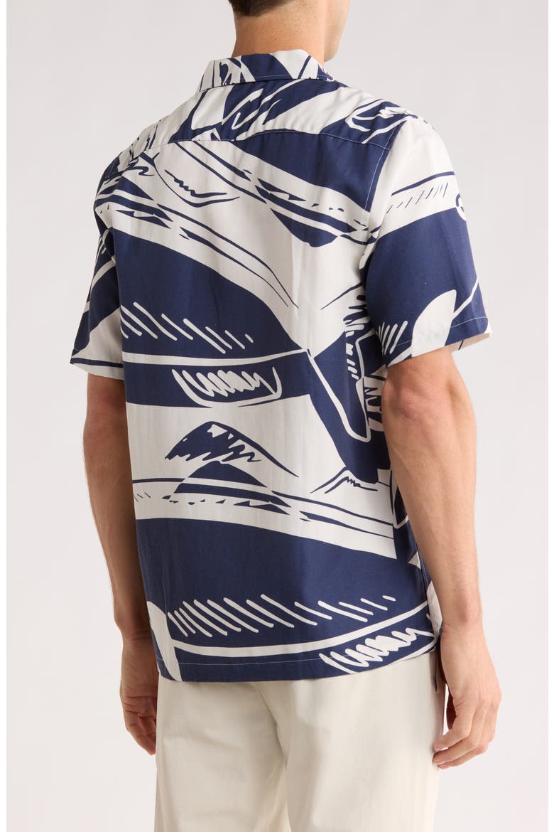 Heukels Fish Print Camp Shirt, Alternate, color, NAVY